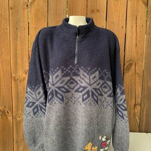 90s Vintage Mickey Mouse Christmas fleece sweatshirt size XL.